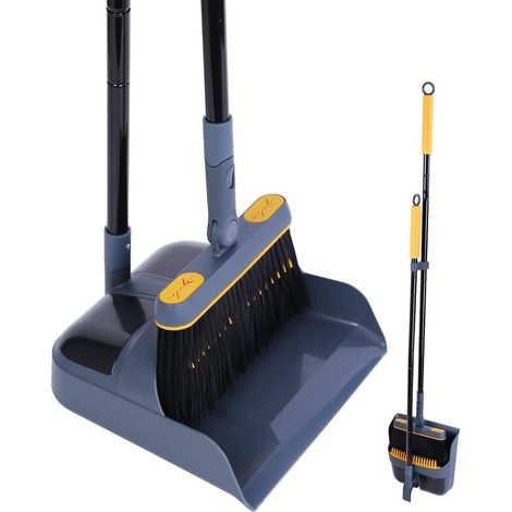 JEHONN Besen Kehrschaufelset Combo 180 Grad Drehbar Langem Griff (1/4)