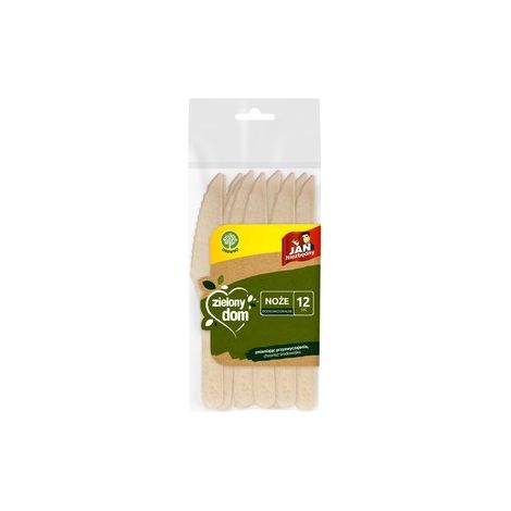 Coltelli in legno usa e getta Jan Niezbędny, ecologici, biodegradabili, confezione da 12 pezzi.