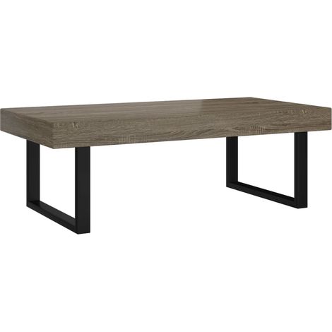 Tavolino da caffè rustico in stile industriale 120 x 60 x 40 cm in MDF grigio e ferro DEC039409
