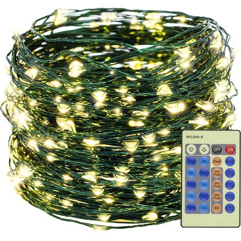 Guirlande Lumineuse En Fil De Cuivre - 30 M - 300 LED Blanc Chaud - Télécommande Incluse - Étanche - Pour Intérieur Et Extérieur (1/5)
