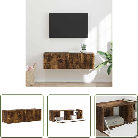 vidaXL Holzregal -  TV-Wandschrank Wandmontiert Geräucherte Eiche 98 x 31 x 29,5 cm (1/5)
