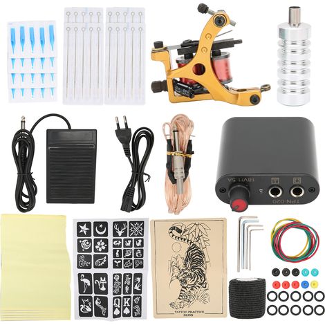 Professional Tattoo Kit Tattoo Power Supply Practice Skin Elastic Band Set for Beginners 90‑265VEU Plug (1/5)
