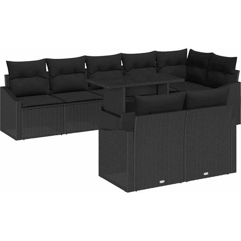 Maison Exclusive - Set Divano da Giardino con cuscino 9 pcs Nero polyrattan