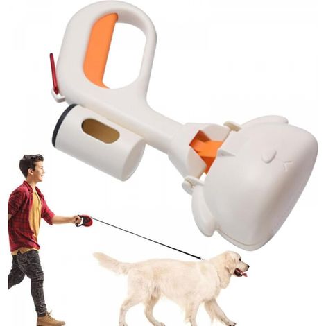 Grande pelle à crottes pour chien avec crochet pour sac, beige (1/5)
