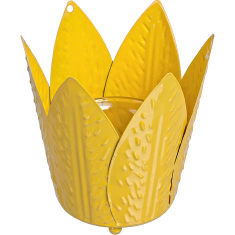 Porta candele bud di varie tonalità di colore realizzato in metallo -9 x 9 x h 11cm / Giallo (1/2)
