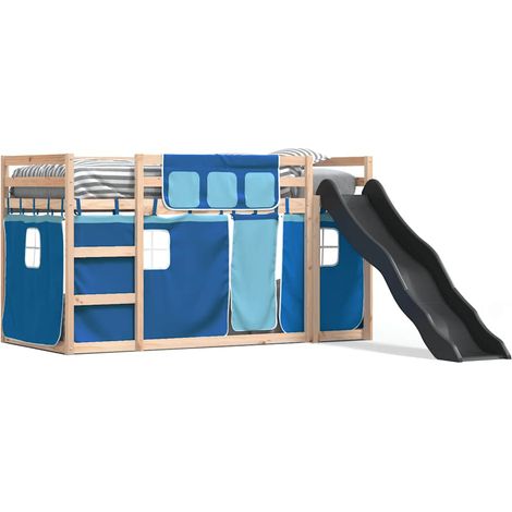 Maison Exclusive - Letto a Castello con Scivolo e Tende Blu 80x200 cm