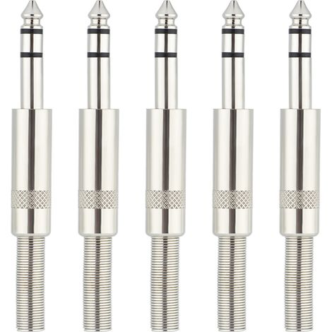 5 Pièces Connecteur Mâle 6.35mm Stéréo Plaqué Métal pour Câble Audio DIY (1/5)