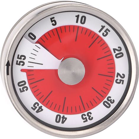 Minuteur mécanique de cuisine rond blanc pour cuisson, études, sommeil et rappel – Réveil de gestion du temps pour étudiant, minuteur de bureau, 60 minutes, cadran classique (1/5)