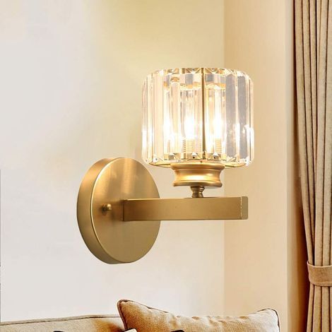 Applique murale intérieure LED en métal, lampe murale en verre, veilleuse murale moderne et simple en fer forgé, lampe de chevet dorée E27 pour salon, chambre, couloir, restaurant, salle de bain, esca (1/5)