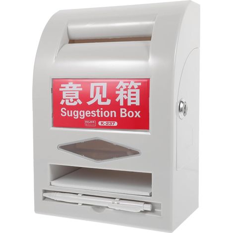 Boîte à suggestions en ABS blanc avec serrure et fente