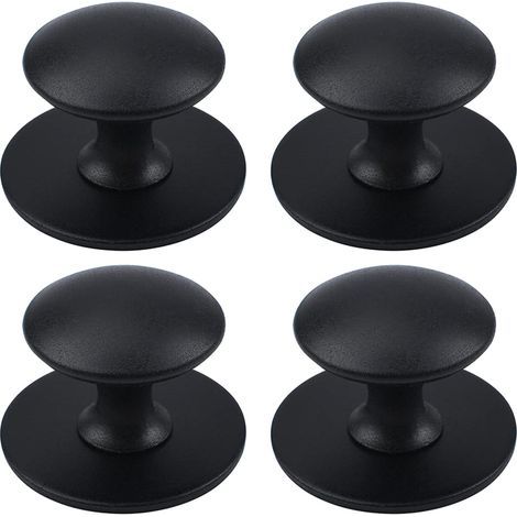 Boutons de placard adhésifs, boutons de placard de cuisine auto-adhésifs, poignées de tiroir, 4 pièces (noir) (1/5)