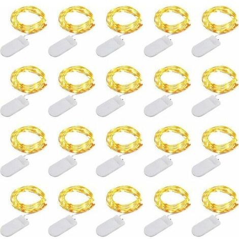 Guirlande Lumineuse [Lot de 20], Mini Guirlande LED a Pile M 0 LEDs Fil de Cuivre Intérieur et Extérieur Décoration Lumière pour Chambre Noël Mariage Fête Soirée Maison Jardin (Blanc Chaud) (1/5)