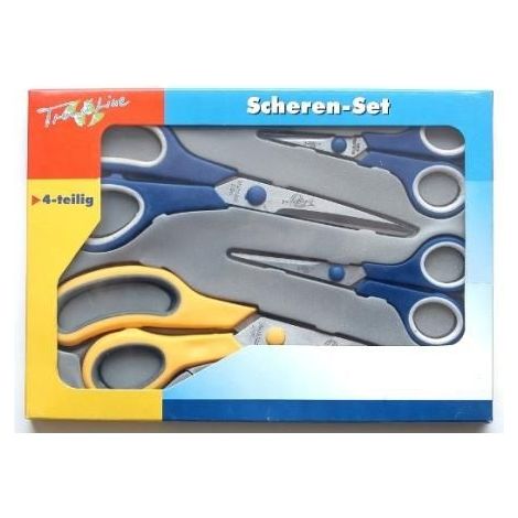 Trendline Scheren-Set 4 teilig Kunststoffgriff Edelstahl-Klingen ca. 6 - 10cm