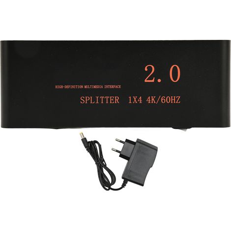 1x4 Répartiteur HDMI 1 Entrée 4 Sorties Full HD 3D Boîtier Distributeur AV pour Téléviseur HD DVD Moniteur Projecteur 100-240V Prise UE (1/5)