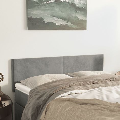Kopfteile Hellgrau 144x5x78/88 cm Samt