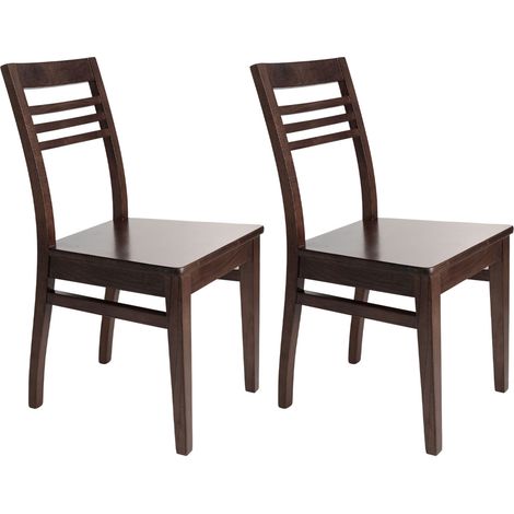 Lot de 2 chaises en hêtre chêne foncé assise bois - AGATHE