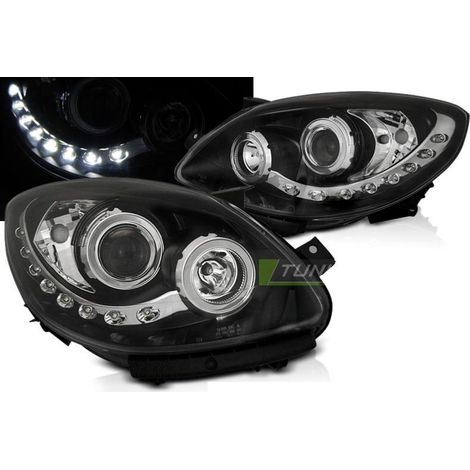 Paire de feux phares Renault Twingo 07-11 Daylight LED Noir-33645331 (1/3)