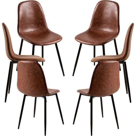 Packs Sillas Comedor - Pack 6 Sillas Black Teok Polipiel - Café Vintage (1/5)