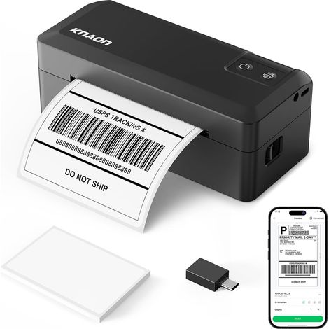 Imprimante d'étiquettes Bluetooth 4 x 6 - Imprimante d'étiquettes d'expédition - Imprimante thermique pour Etsy, Shopify - Noir (1/5)