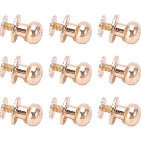 Lot de 50 vis à tête ronde 10x8mm en cuivre, légères et dorées, idéales pour la décoration de sacs et de chaussures. (1/5)