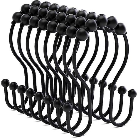 12 crochets de rideau de douche, anneaux de rideau de douche antirouille à glissement équilibré pour rideau de douche double h (1/5)
