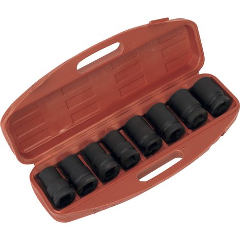 Metric Deep Impact Socket Set 8pc 1""Sq Drive Single Hex In A Case Sealey AK888M