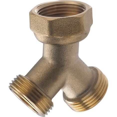 – Raccord laiton double Y pour machine à laver – Raccord femelle G3/4 – 2 sorties mâles G3/4 – Écrou mobile pour flexibles (1/5)