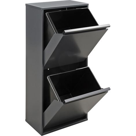 ARREGUI Basic Cubo de Basura y Reciclaje de 2 Compartimentos, 2x23 L (46 L), con Cubetas de Alta Capacidad, Cubos de Basura de Cocina, Contenedores de Reciclaje, antracita CR404-B2 (1/5)