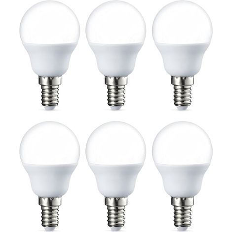 Lot de 6 petites ampoules LED rondes G45, culot à vis Edison E14, 5 W (équivalent à 40 W), blanc chaud, non dimmables [classe énergétique F] (1/5)