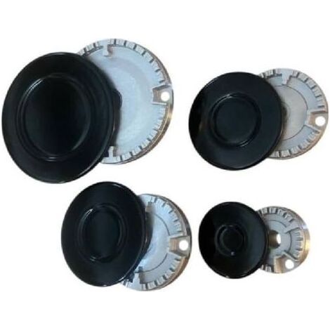 Kit de rechange 8 pièces pour cuisinière à gaz - 4 brûleurs + 4 plaques compatibles avec Ariston, Nardi et modèles Accessoires de haute qualité pour cuisinière (1/4)