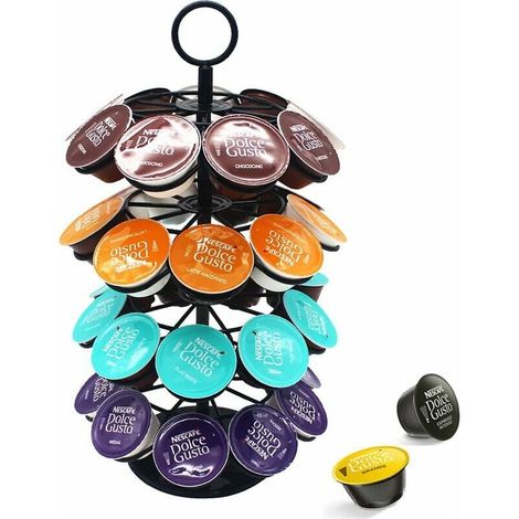 Support à Capsules à Café Distributeur Capsules Présentoir Rotatif pour 36 Capsules, Supports Rangement Porte Dosettes , 360 Degrés Rotable,noir, une pièce (1/5)