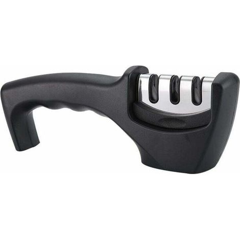 Aiguiseur Couteaux - 3 Etapes Tungstène Diamant Céramique - Pour Couteaux Acier Inoxydable - 20,5 x 7,5 cm - Noir - 1 Pièce