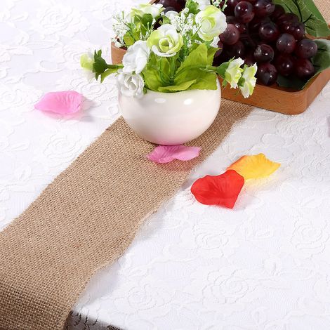 Chemin de table rustique en toile de jute naturelle, ruban de jute, pour loisirs créatifs, chaises, décoration intérieure, mariage, fête, 10 x 500 cm (1/3)