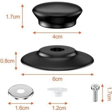 Ensemble de 5 poignées pour couvercles de casseroles, boutons universels en fonte, boutons de rechange en bakélite, poignées résistantes à la chaleur avec vis pour casseroles et poêles. (1/4)