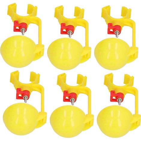 Lot de 10 abreuvoirs automatiques en plastique jaune pour poules siamoises, avec fontaine intégrée pour poulailler. (1/5)