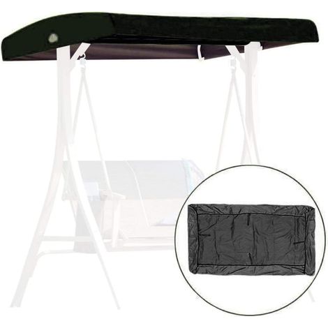Voile de rechange pour balançoire 3 places, housse imperméable pour banc suspendu jardin et terrasse, auvent de protection noir dimensions 191x120x23 cm. (1/5)