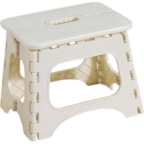Tabouret Pliant 20cm, Marchepied Pied Pliable, 75kg Capacité, Léger et Compact pour Cuisine, Salle de Bain, Jardinage(Blanc) (1/5)