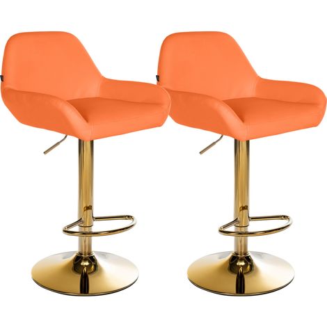 Lot de 2 tabourets de bar Braga Gold similicuir Orange (1/5)