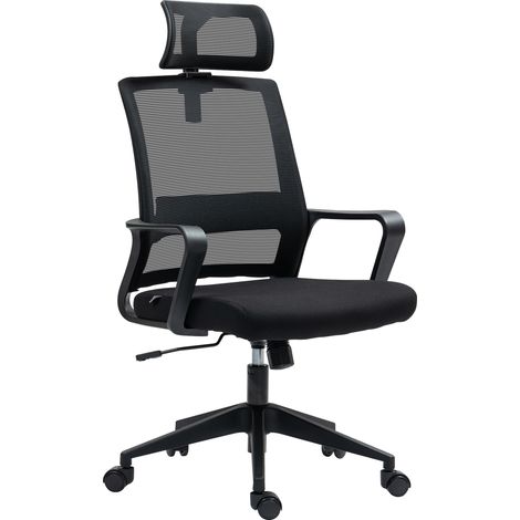 HOMCOM Sedia Ergonomica da Ufficio con Poggiatesta e Altezza Regolabili Nero (1/5)