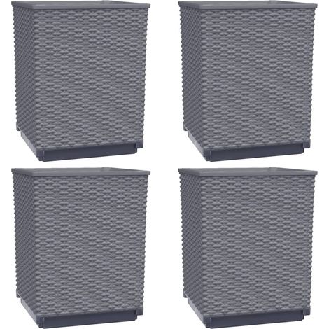 Macetero elevado para plantas flores jardín terrazas juego de 4 30 x 30 x 37 cm polipropileno gris 020039110 (1/5)