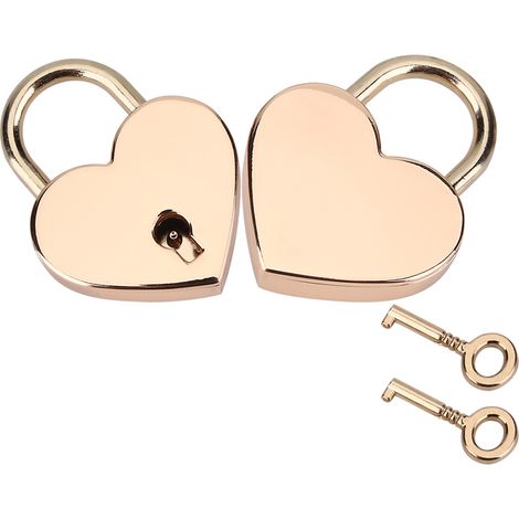 2 lots de cadenas en forme de cœur, or rose, taille moyenne, 3 x 4 cm (1/5)