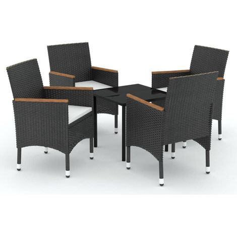 Maison Exclusive - 5-tlg. Garten-Essgruppe mit Kissen Schwarz