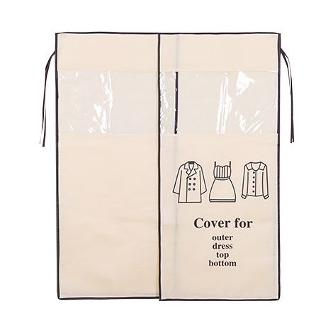 Housse anti-poussière pour vêtements - Housse à vêtements - Sac à vêtements - Housse anti-poussière pour manteaux - Housse anti-poussière pour costumes - Tissu non tissé - Beige - 120×120 cm (1/5)