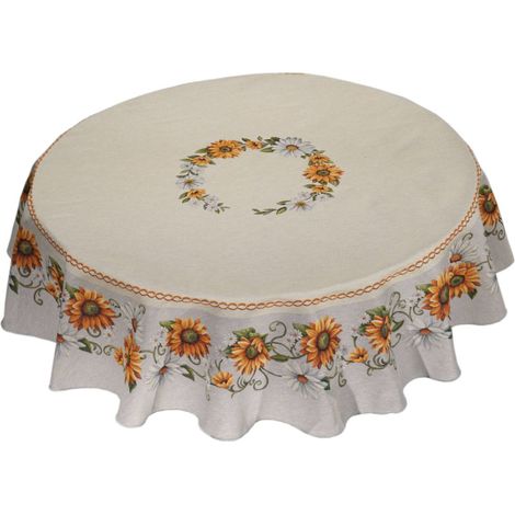 Nappe ronde en tapisserie Ø 165 « Tournesols » (1/4)