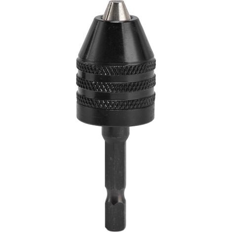 Keyless Drill Chuck Impact Driver Bit Adapter Converter 3 JAWS 1 / 4in Hex Sise de 0,6 à 8 mm noir (1/5)