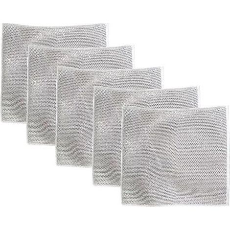 5 pièces - torchons polyvalents en fil de fer pour une utilisation humide et sèche - sans rayures - réutilisables et lavables (1/5)