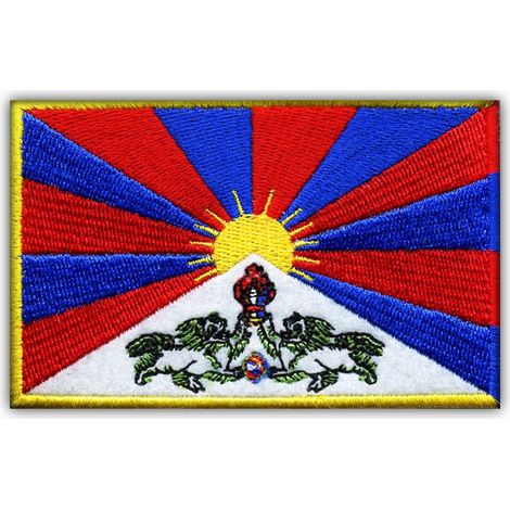 Bandera de Tíbet de Patchion - Tamaño XXL (15 x 9,8 cm) - Reverso magnético - Parche/Insignia/Emblema bordado
