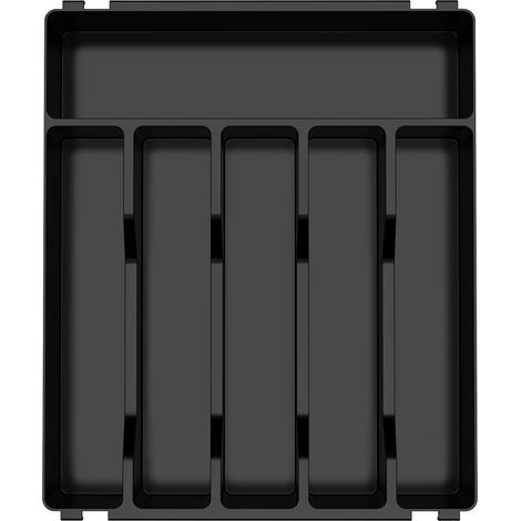 Range Couverts pour Tiroir,6 Compartiments,Organisateur Couverts Tiroir Cuisine,Plastique Rangement Couvert pour Cuillères Fourchettes Couteaux Vaisselle,Robuste,Facile nettoyer,Noir (1/5)