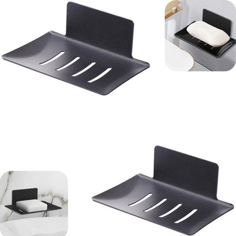 Étagères adhésives lot de 2 - porte-savons et range-éponges avec évacuation pour salle de bain, 11,8 x 7,7 cm (1/5)