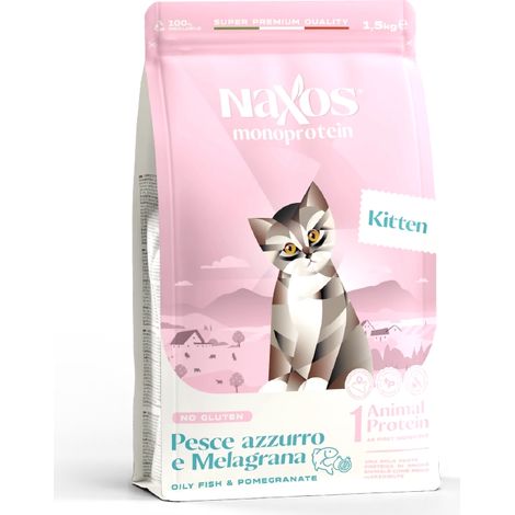 NAXOS CAT KITTEN cibo per gattini al gusto di pesce e melograno 1,5 kg